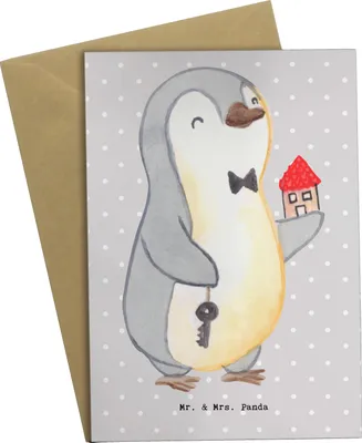 Produktbild von Mr. & Mrs. Panda babykarte Assistent für Innenarchitektur Herz - Grau Pastell - Geschenk, dankeskarten, einladungskarten, weihnachtskarten, osterkarte, osterkarten