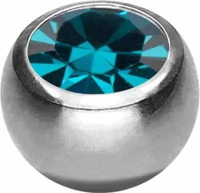 Produktbild von Chirurgenstahl Schraubkugel mit Seitengewinde KRISTALL Farbe: Silber + Kristall: Zirkonblau Kugelgröße: 5mm