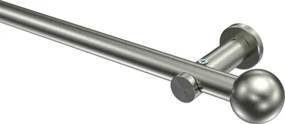 Produktbild von Interdeco Gardinenstange / Vorhangstange Edelstahl-Optik, Typ Platon Luino (Kugel) ohne Ringe, 20 mm Ø 1-läufig, 160 cm