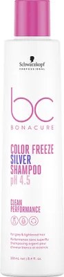 Zdjęcie produktu dla Schwarzkopf Professional BC Bonacure Color Freeze Silver Shampoo pH 4.5 Clean Performance szampon tonizujący do włosów siwych i platynowego blondu 250 ml