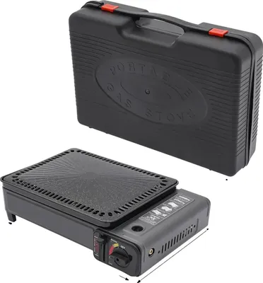 Zdjęcie produktu dla Grill gazowy, przenośna konstrukcja, regulowane ustawienia temperatury, czarny