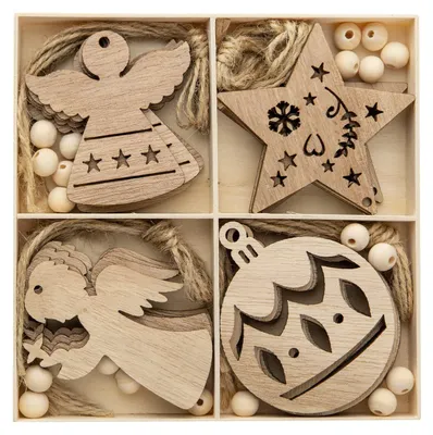 20 Holz-Weihnachtsanhänger, Weihnachtsbaum-Deko, Kranz-Deko