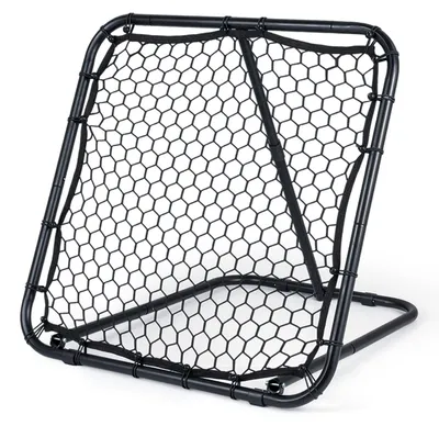 Immagine prodotto di Rete da allenamento per calcio KOMFOTTEU, dimensioni 101 x 101 cm, pieghevole, con 7 angoli regolabili, 4 picchetti da terra, struttura in metallo, adatta per pallamano, calcio e baseball