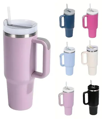 Produktbild von Thermobecher, 1180 ml, mit Strohhalm und Griff, doppelwandig aus Edelstahl