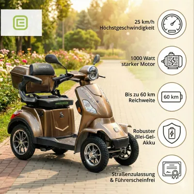 Produktbild von E-Seniorenmobil Voltrixx, Lithium-Akku, 4-Rad, 1000 Watt, Braun