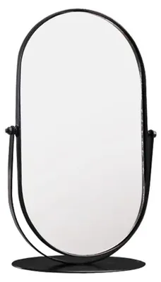 Ovaler Tischspiegel, freistehend, 15x10x28,5 cm, schwarz