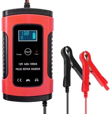 Image de Chargeur 12 V pour voiture - Chargeur à pression - Chargeur compact pour batteries au plomb - pour voitures, motos et scooters - Chargeur - 12 V, 5 A à 6 A - Écran LCD
