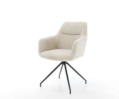 Produktbild von DELIFE Esszimmerstuhl Pejo-Flex Cord Beige Kreuzgestell konisch Schwarz Taschenfederkern
