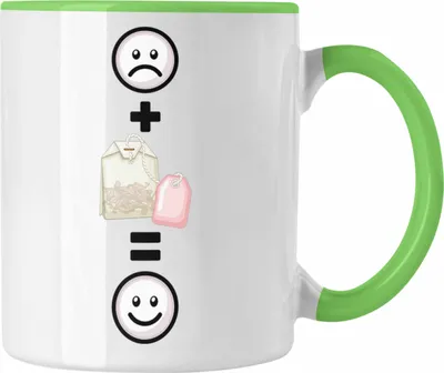 Produktbild von Trendation - Tee Tasse Geschenk für Tee-Liebhaber Teetasse Lustige Geschenkidee :( + Teebeutel = :) Geburtstag (Grün)
