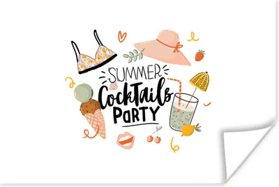 Produktbild von MuchoWow® Poster Sommer - Cocktail - Bikini 60x40 cm - Schlafzimmerdekoration