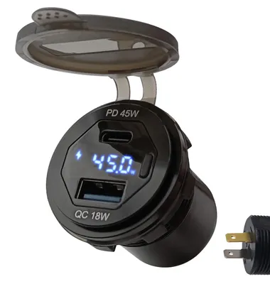 Produktbild von ProRide 12V USB/USB-C Einbau-Ladegerät 2 Anschlüsse 45W QC3.0, KI-generiertes Bild