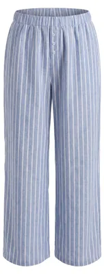 Produktbild von Damen Hose XL mit weitem Bein, Streifenmuster und elastischem Bund in Blau