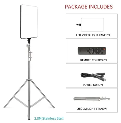 Image de Lampe vidéo LED, température de couleur réglable, trépied inclus, trépied de 280 cm