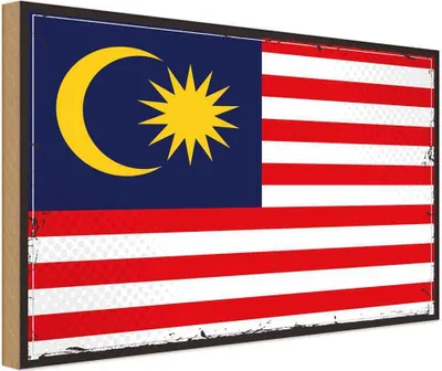 Obrázek produktu pro vianmo Drevený nápis 18x12 cm Flagge Malaysia