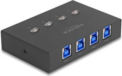 Produktbild von Delock - USB-Umschalter für die gemeinsame Nutzung von Peripheriegeräten - 5 Gbps, 4 PC zu 1 Gerät - 5 x USB - Desktop