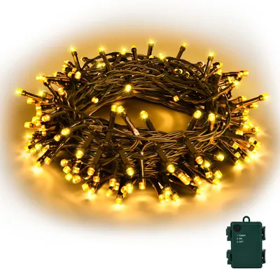 LED-Lichterkette 5m, 50 warmweiße LEDs, IP65, Timer, Batterie