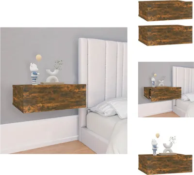 Obrázok produktu pre vidaXL Závesný nočný stolík 2ks údený dub 40x30x15cm materiál na báze dreva - Nočné stolíky