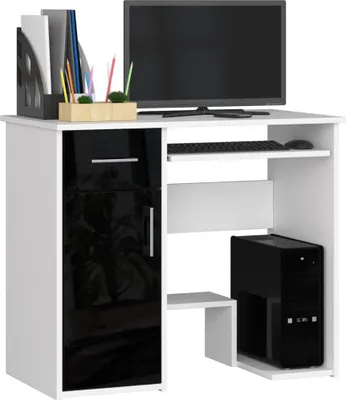 Image de Table d'ordinateur OMRELIS - blanc / noir brillant
