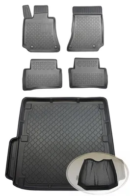 Produktbild von SET Kofferraumwanne Gummifußmatten für Mercedes E-Klasse S212 W212 T-Modell Kombi 5-türer 2009-2016 mit Ausbuchtung links & rechts, für alle Modelle (Ausbuchtungen bei Bedarf abtrennbar für Modelle mit Zusatzausstattungen)