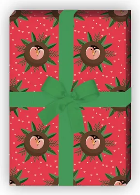 Produktbild von Lovebirds Liebes Geschenkpapier mit Herzen auf rot - G7516, 32 x 48cm