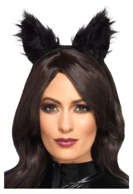 Produktbild von Schwarze Kunstfell Katzenohren als Faschings Kopfschmuck