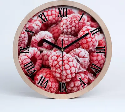 Produktbild von Holzuhr 30fi cm wanduhr - schwarze Spitzen - gefrorene Himbeeren