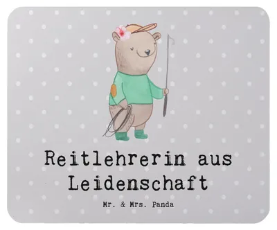 Produktbild von Mr. & Mrs. Panda Mouse Pad Reitlehrerin Leidenschaft - Grau Pastell - Geschenk, laptop mousepad, mousematte, computer mauspad