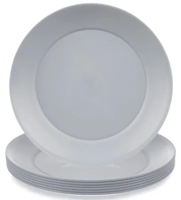 Zdjęcie produktu dla Szare plastikowe talerze obiadowe, 23,5 cm, zestaw 6 szt.