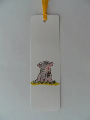 Produktbild von Lesezeichen Elefant mit Geschenk, 14 x 4 cm, Buchzeichen Bookmark Bücher Buch Tier