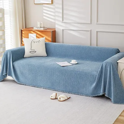 Produktbild von Elzusha - 100% Chenille-Decke, weich und atmungsaktiv, ideal für Sofa und Sessel, 130x180 cm