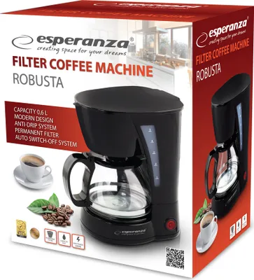Zdjęcie produktu dla Esperanza EKC006, Przelewowy ekspres do kawy, 0,6 l, 650 W, Czarny