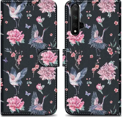 Produktbild von Cadorabo Schutzhülle für Honor 20 / 20S / Huawei NOVA 5T Hülle Design Schwarz Handyhülle Schutzhülle Etui Magnetisch