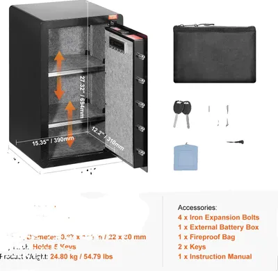 Immagine prodotto di Cassetta di sicurezza, serratura con impronta digitale, doppio sistema di allarme, accesso a 3 vie 4CU.FT