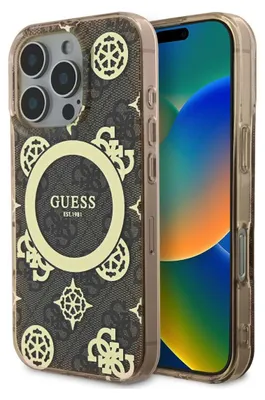 Immagine prodotto di Guess Guhmp16Xh4Pyeew Iphone 16 Pro Max 6,9 Brązowy/Marrone Custodia rigida Iml Peonia su sfondo 4G Magsafe