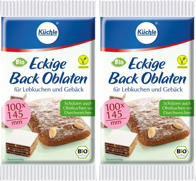 Produktbild von Küchle eckige Back Oblaten 100x145mm für Lebkuchen und Gebäck (2er Pack)