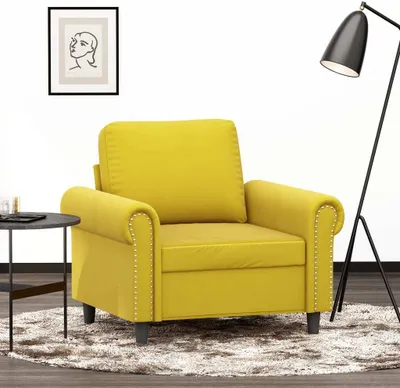 Produktbild von Design Sessel Gelb 60 cm Samt, Schlafsofas 2024 Neu