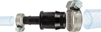Produktbild von tecuro Schlauchverbinder reduziert Ø 7 mm x Ø 14 mm, mit Edelstahlschlauchschellen - Nylon schwarz