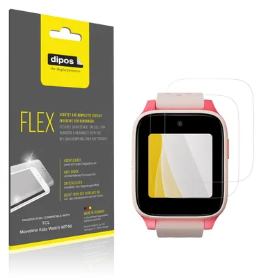 Image de 2x Film de protection d'écran pour TCL Movetime Kids Watch MT46, recouvre 100% de l'écran, dipos Flex