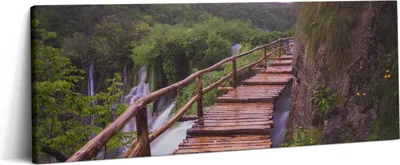 Produktbild von Weg über Bäume und Berge – Leinwandbild Wandbild – 125x50 cm – Leinwandbilder – Wandbilder – Schlafzimmer – Flur