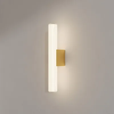 Obrázok produktu pre Moderné zlaté nástenné svietidlo, sklenená trubica s líniami, 45 cm IP44, LED s variabilnou farbou, 8 W LINEA Light Prestige
