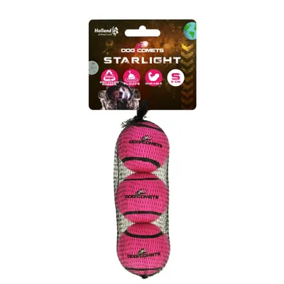 Produktbild von Dog Comets Hundespielzeug Starlight Tennisball rosa - 3er Pack, Größe: S