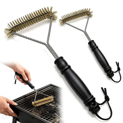 Obrázok produktu pre 2 ks kefa na gril, mosadzná, 30 cm, grilovacia kefa s medenými štetinami