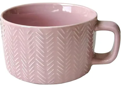 Productafbeelding van Grote soepmok met handvat, 700 ml, roze keramiek, jumbo mok XXL, koffiebeker, thebeker, kom met handvat, kattenmotief