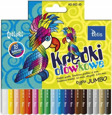 Obrázok produktu pre Tetiski Okrúhle Jumbo Pastelky 18 Farieb.