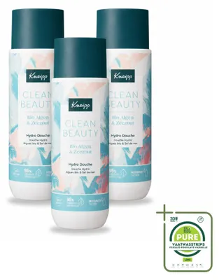 Imagen del producto de 3 unidades de gel de ducha Kneipp Clean Beauty, con algas y sal marina, de 200 ml cada uno. Paquete grande