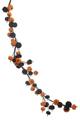 Pumpkin Garland aus Samt, Orange, 150 cm, Halloween Deko