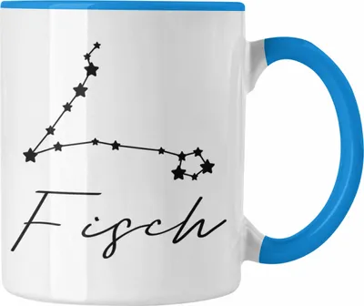 Produktbild von Trendation - Fisch Sternzeichen Tasse Geschenk Horoskop Tierkreiszeichen (Blau)