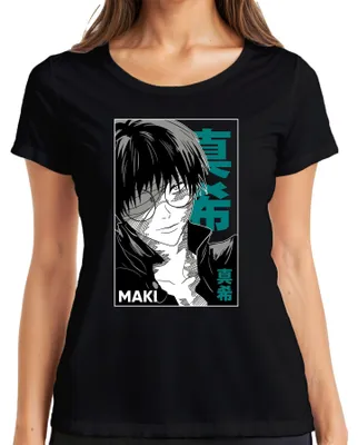 Productafbeelding van Anime Manga MAKI bril, zwart-wit, cool cadeau, Otaku, retro, dames T-shirt, zwart, maat L