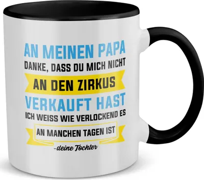 Produktbild von 22Feels Papa Geschenk von Tochter Vatertag Vater Tasse Geburtstag Weihnachten Kaffeetasse Männer Haferl (Weiss-Schwarz)