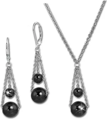 Produktbild von Amello Damen Edelstahl Vollkeramik silberfarben schwarz glänzend Sets D2ESSX44S